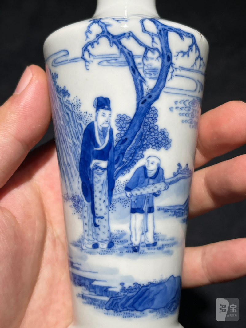 民国 青花携琴访友纹小瓶 - 图4